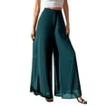 thumbnail image 1 of Women's High Waisted Wide Leg Palazzo Pants Flowy Chiffon Lounge Trousers with Elastic Waist, 1 of 6
