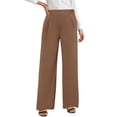 thumbnail image 1 of Women's High Waisted Wide Leg Pants Casual Elastic Back Pants With Buttons And Pleated Front, 1 of 6