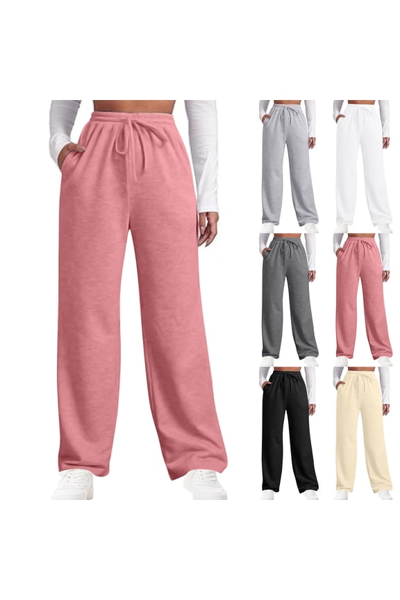 Women's High Waisted Wide Leg Pants, Casual Loose Fit Sports Trousers Slacks Bottoms with Drawstring, Soft Stretchy Comfy Lounge Wear for Daily Workout Commuting | Aestivo,Gray L