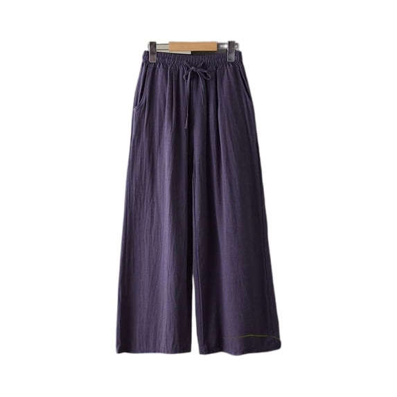 Women's High Waisted Wide Leg Pants Elastic Drawstring Casual Loose Lounge Palazzo Pants with Pockets