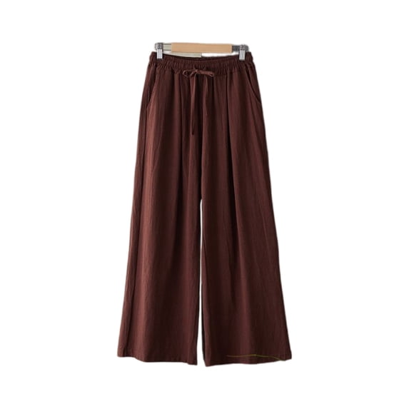Women's High Waisted Wide Leg Pants Elastic Drawstring Casual Loose Lounge Palazzo Pants with Pockets