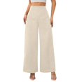 thumbnail image 1 of Women's High Waisted Wide Leg Pants Elegant Solid Loose Straight Trousers Casual Work Slacks, 1 of 4