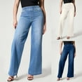 thumbnail image 1 of Women's High Waisted Wide Leg Pants Jeans Trousers Slacks Straight Leg Elastic Waistband Stretchy Solid Color Casual Business Work Office Lounge Wear Travel Essentials for Women, 1 of 7