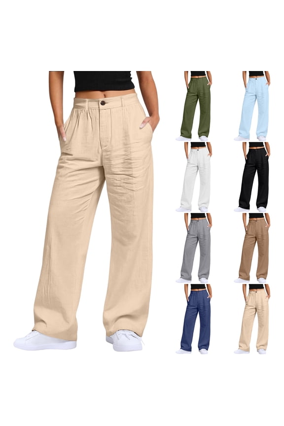 Women's High Waisted Wide Leg Pants Pleated Relaxed Fit Trousers with Pockets for Daily Walking Shopping Outdoor Casual Wear Camel 2XL