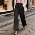 thumbnail image 1 of Women's High Waisted Wide Leg Pants, Single Breasted Office Trousers with Side Pockets, Structured Drape Casual Suit Pants for Work and Business Casual Black XXL, 1 of 5