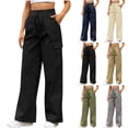 thumbnail image 1 of Women's High Waisted Wide Leg Pants Trousers Slacks Bottoms Elastic Waistband Relaxed Fit Stretchy Solid Color Soft Breathable Flowy Casual Daily Work Office Lounge Wear Travel Essentials for Women, 1 of 7