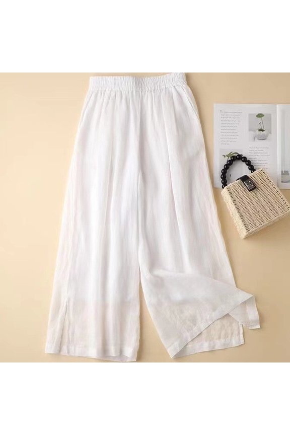 Women's High Waisted Wide Leg Pants, Trousers Slacks Bottoms, Solid Color Loose Casual Sagging Fit, Stretchy Flowy Soft Lounge Wear, Summer Fashion Travel Essentials for Women