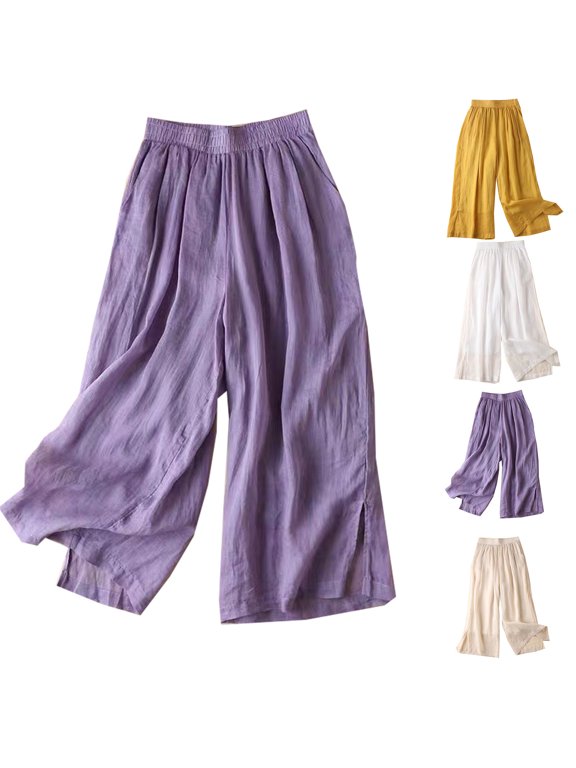 Women's High Waisted Wide Leg Pants Trousers Slacks, Solid Color Loose Casual Sagging Fit Stretchy Flowy Breathable, Lounge Wear Office Work Business Casual Travel Essentials for Women