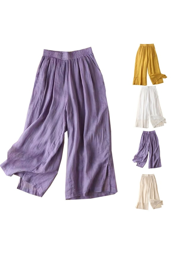 Women's High Waisted Wide Leg Pants Trousers Slacks, Solid Color Loose Casual Sagging Fit Stretchy Flowy Breathable, Lounge Wear Office Work Business Casual Travel Essentials for Women