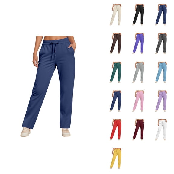 Women's High Waisted Wide Leg Pants with Elastic Waistband – Comfortable Straight Leg Trousers for Daily Wear, Autumn Winter Business Work Suit Pants