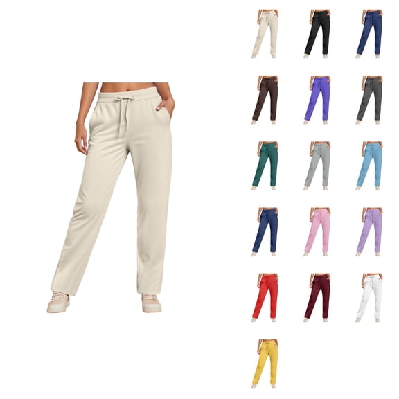 Women's High Waisted Wide Leg Pants with Elastic Waistband – Comfortable Straight Leg Trousers for Daily Wear, Autumn Winter Business Work Suit Pants