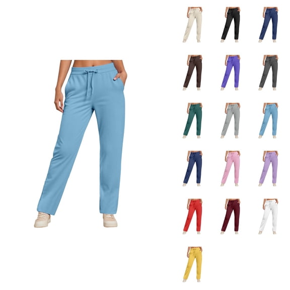 Women's High Waisted Wide Leg Pants with Elastic Waistband – Comfortable Straight Leg Trousers for Daily Wear, Autumn Winter Business Work Suit Pants