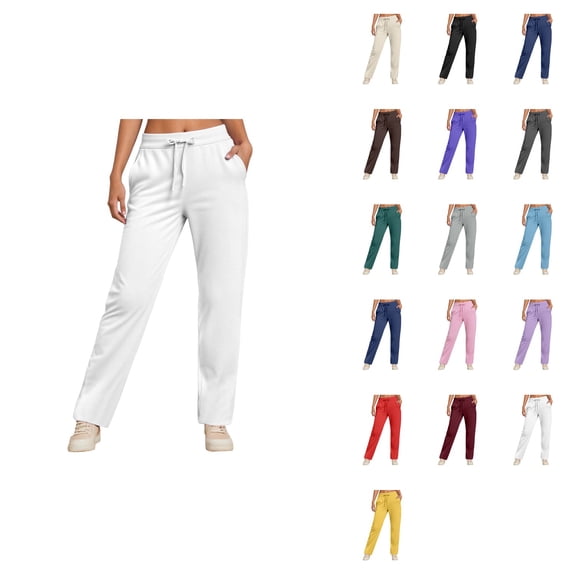 Women's High Waisted Wide Leg Pants with Elastic Waistband – Comfortable Straight Leg Trousers for Daily Wear, Autumn Winter Business Work Suit Pants