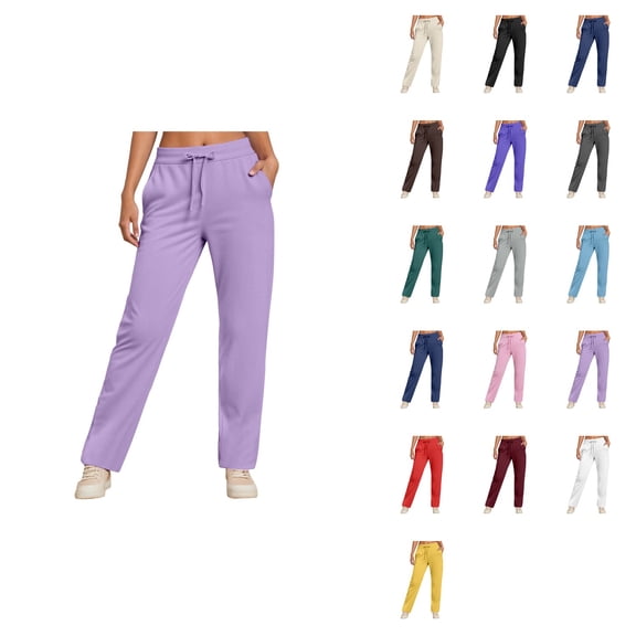 Women's High Waisted Wide Leg Pants with Elastic Waistband – Comfortable Straight Leg Trousers for Daily Wear, Autumn Winter Business Work Suit Pants