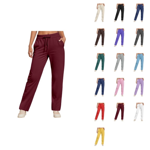 Women's High Waisted Wide Leg Pants with Elastic Waistband – Comfortable Straight Leg Trousers for Daily Wear, Autumn Winter Business Work Suit Pants