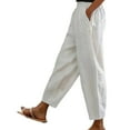 thumbnail image 1 of Women's High Waisted Wide Leg Polyester Pants, Drawstring Elastic, Comfy Straight Leg, with Pockets, for Spring, Summer & Fall, 1 of 5