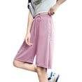 thumbnail image 1 of Women's High Waisted Wide Leg Shorts - Summer Casual Five Pocket Trousers | Yubnlvae | Women's Summer Thin And Loose High Waisted Straight Leg Casual Wide (Pink | L), 1 of 7
