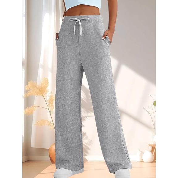 Women's High Waisted Wide Leg Sweatpants Drawstring Casual Loose Yoga Pants Workout Baggy Sweatpants with Pockets