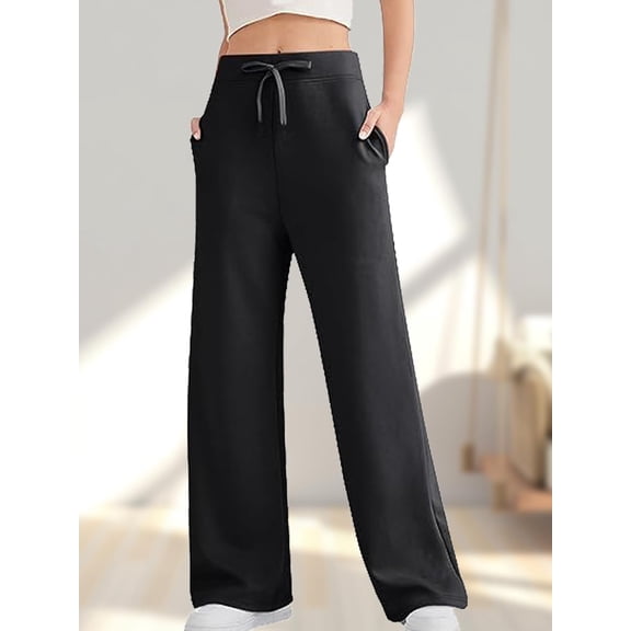 Women's High Waisted Wide Leg Sweatpants Drawstring Casual Loose Yoga Pants Workout Baggy Sweatpants with Pockets