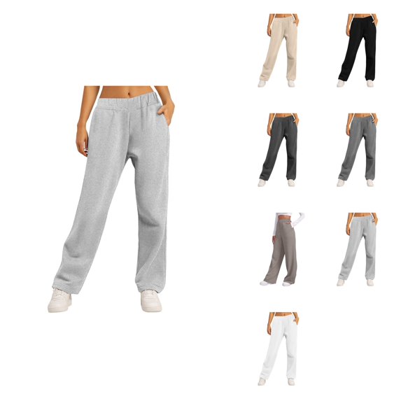 Women’s High Waisted Wide Leg Sweatpants – Fleece-Lined Joggers with Pockets, Straight Leg Yoga Pants for Workout & Fall Wear