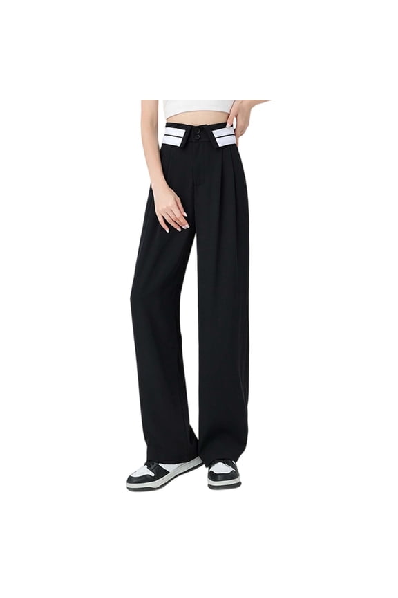 Women's High Waisted Wide Leg Trousers Flowy Straight Fit Casual Pants Soft Stretch Fabric Elegant Comfortable Workwear Summer Fall