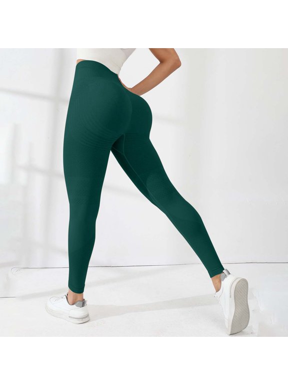 Women's High Waisted Workout Leggings, Seamless Butt Lifting Yoga Pants with Tummy Control, Thick Support Running Compression Pants for Gym, Fitness and Daily Wear Blackish Green S