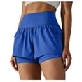 thumbnail image 1 of Women's High Waisted Workout Shorts Side Mesh Breathable 2 in 1 Athletic Yoga Shorts 2024 Summer Blue,XL, 1 of 6