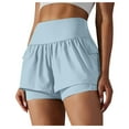 thumbnail image 1 of Women's High Waisted Workout Shorts Side Mesh Breathable 2 in 1 Athletic Yoga Shorts 2026 Summer Sky Blue,L, 1 of 6