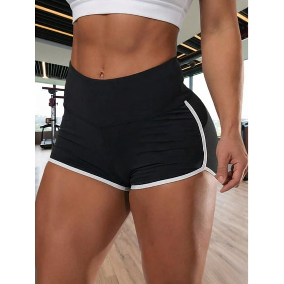 Women's High Waisted Workout Shorts, Stretch Athletic Running Shorts for Fitness and Activewear