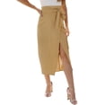 thumbnail image 1 of Women's High Waisted Wrap Midi Skirt with Side Slit Casual Summer Long Flowy Skirt for Everyday Comfort, 1 of 2