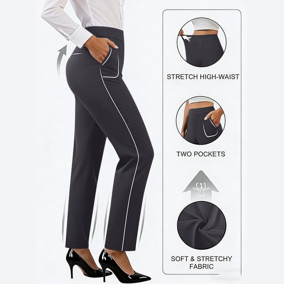 Women's High Waisted Yoga Cargo Pants Solid Casual Work Wide-Leg Cropped Travel Hiking Elastic Waist Walking With Pockets Pant