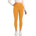 thumbnail image 1 of Women's High Waisted Yoga Leggings Solid Color Butt Lifting Workout Pants Quick Dry 4-Way Stretch Sports Tights for Gym Running Outdoor Yellow S, 1 of 6