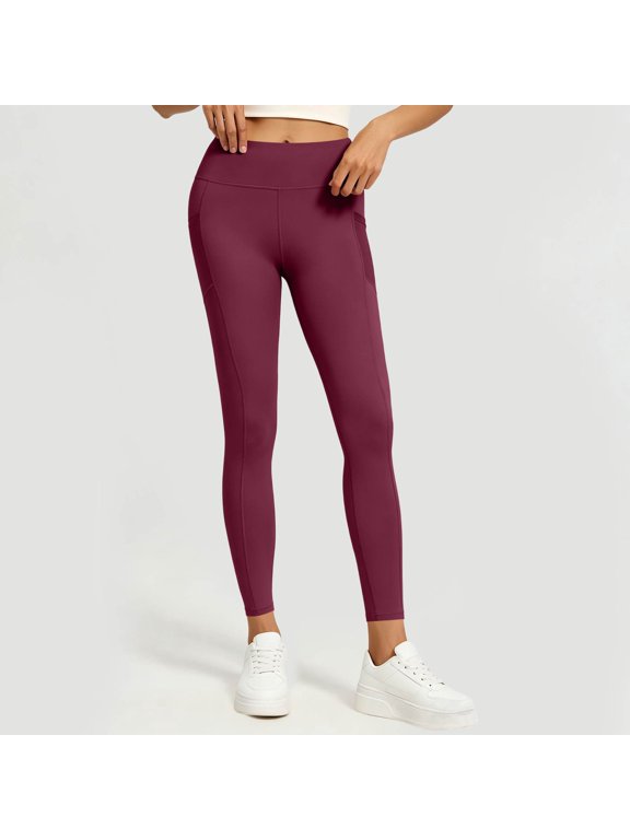 Women's High Waisted Yoga Leggings Workout Tights with Side Pockets Tummy Control Athletic Compression Pants Squat Proof Running Gym Wear Stretchy Ankle Length Fitness Activewear