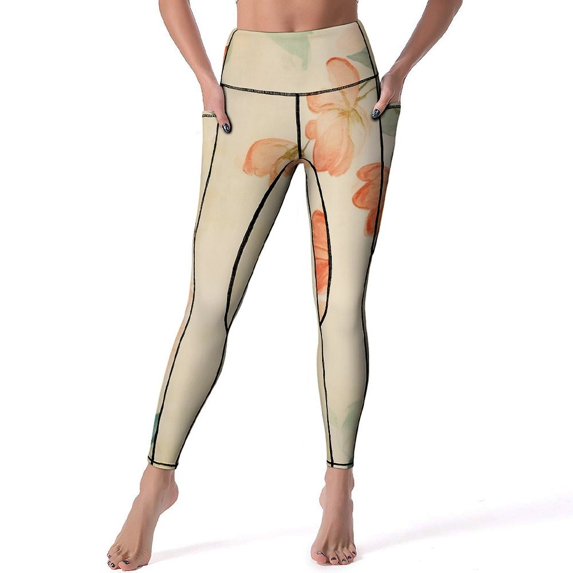 Women's High Waisted Yoga Leggings with Pockets，Bohemian Color，Tummy Control Non See Through Workout Athletic Running Yoga Pants