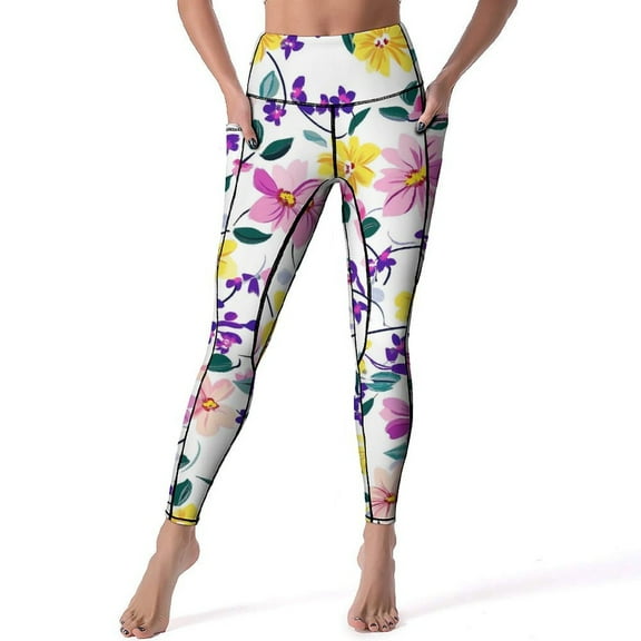 Women's High Waisted Yoga Leggings with Pockets,Bohemian Pattern,Tummy Control Non See Through Workout Athletic Running Yoga Pants