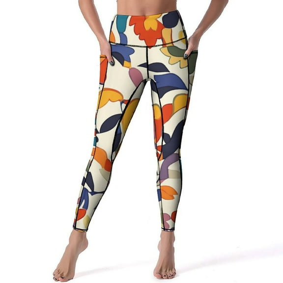 Women's High Waisted Yoga Leggings with Pockets,Bohemian Pattern,Tummy Control Non See Through Workout Athletic Running Yoga Pants