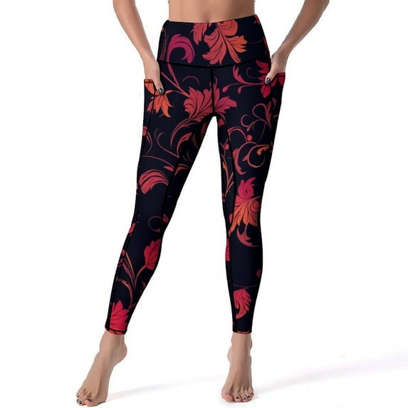 Women's High Waisted Yoga Leggings with Pockets,Bohemian Pattern,Tummy Control Non See Through Workout Athletic Running Yoga Pants