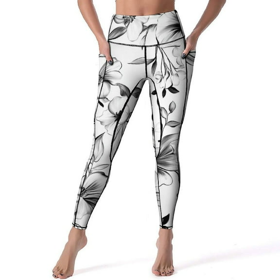 Women's High Waisted Yoga Leggings with Pockets,Bohemian Pattern,Tummy Control Non See Through Workout Athletic Running Yoga Pants