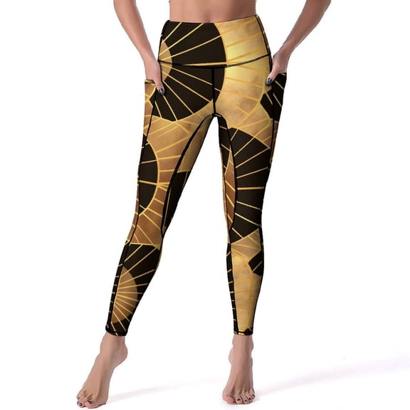 Women's High Waisted Yoga Leggings with Pockets，Colorful Floral Bohemia，Tummy Control Non See Through Workout Athletic Running Yoga Pants