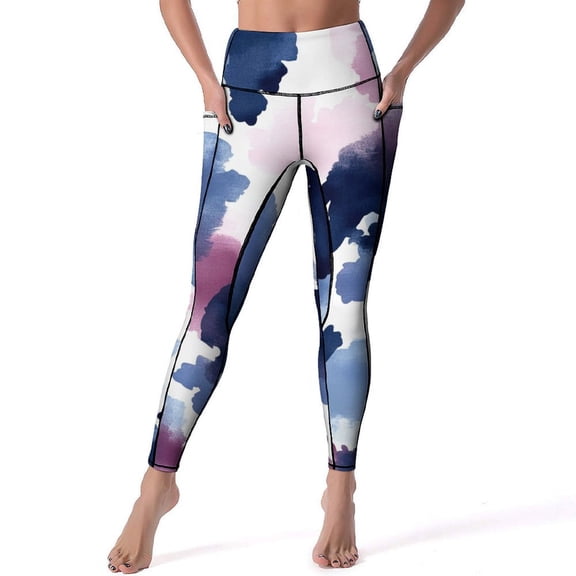 Women's High Waisted Yoga Leggings with Pockets，Colorful Tie Dye Vortex，Tummy Control Non See Through Workout Athletic Running Yoga Pants