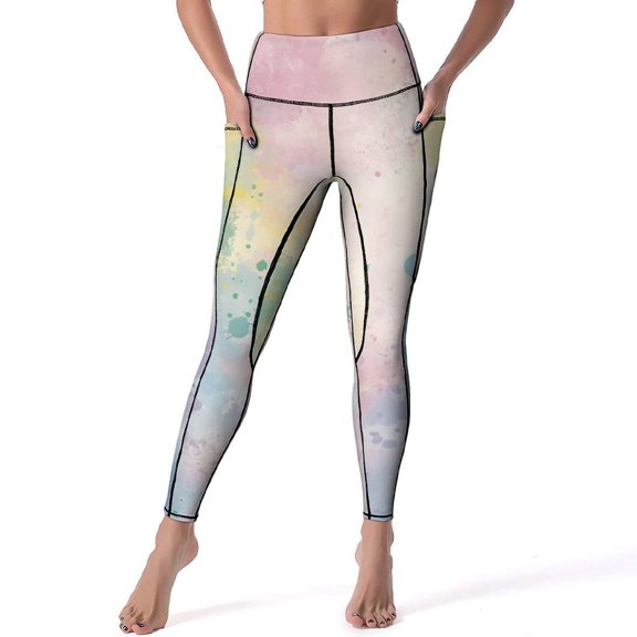 Women's High Waisted Yoga Leggings with Pockets，Colorful Tie Dye Vortex，Tummy Control Non See Through Workout Athletic Running Yoga Pants