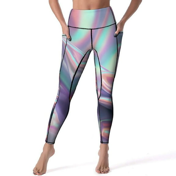 Women's High Waisted Yoga Leggings with Pockets，Marble Texture，Tummy Control Non See Through Workout Athletic Running Yoga Pants