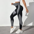 thumbnail image 1 of Women's High Waisted Yoga Pants, Color Block Tapered Workout Leggings, Butt Lifting Seamless Sports Pants with Side Stripes, Breathable Running Gym Tights for Women-White, 1 of 9