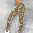 thumbnail image 1 of Women's High Waisted Yoga Pants Fashion Imitation Denim Printed Tight Leggings Elastic Athletic Workout Pants Khaki XXL, 1 of 5