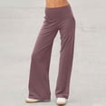 thumbnail image 1 of Women's High Waisted Yoga Pants Fashion Solid Color Casual Sweatpants Trousers Purple Pink 2XL, 1 of 7