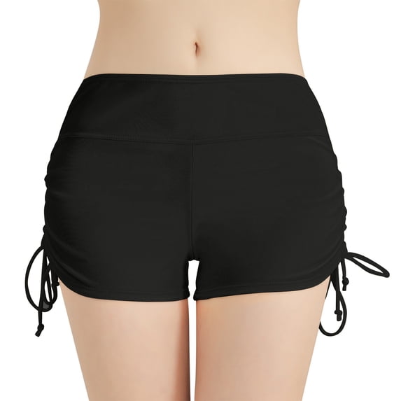 Women's High Waisted Yoga Shorts, Solid Color Stretch Boyshorts, Athletic Swim Shorts for Beach, Workout, Running and Daily Wear Size XL