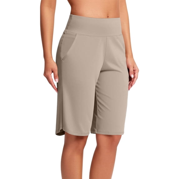 Women's High Waisted Yoga Shorts with Pockets 2026 Summer Casual Knee Length Comfy Breathable Workout Running Athletic Beach Shorts