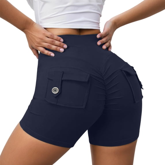 Women's High Waisted Yoga Shorts with Pockets Dressy 2026 Summer Elastic High Waisted Seamless Workout Lifting Gym Vacation Shorts