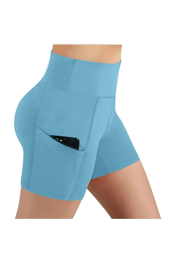 Women's High-Waisted Yoga Shorts with Side Pockets, Stretchy Workout Bottoms for Running, Fitness or Lounge Wear, Limited Time Offer Under 10 Dollars