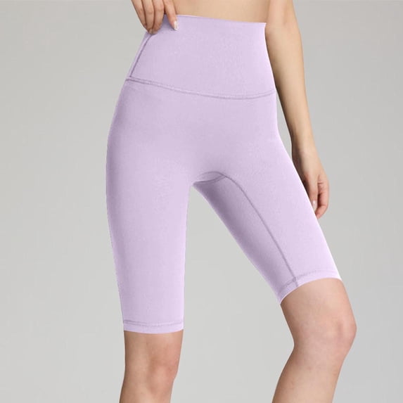 Women's High-Waisted Yoga Shorts with Solid Color Design for Fitness and Lounge